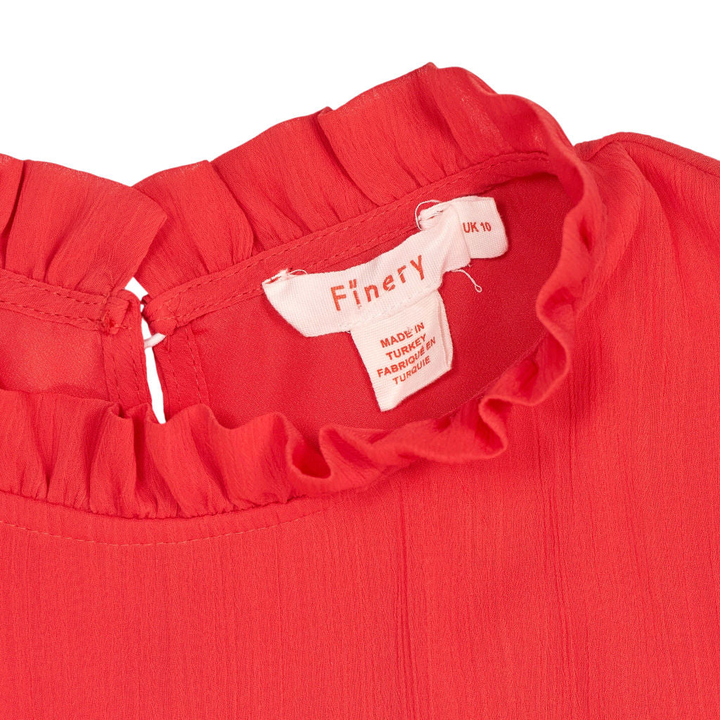 Finery Red Ruffle Midi Dress