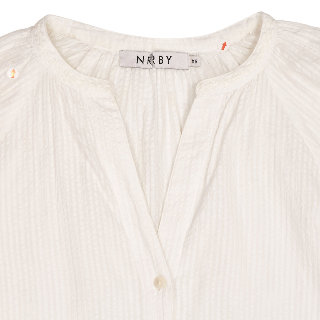 NRBY White Embroidered Sleeve Blouse