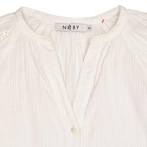 NRBY White Embroidered Sleeve Blouse