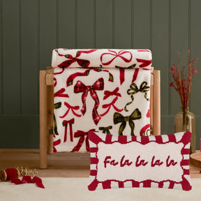Nathalie Festive Bows Printed Fleece Throw