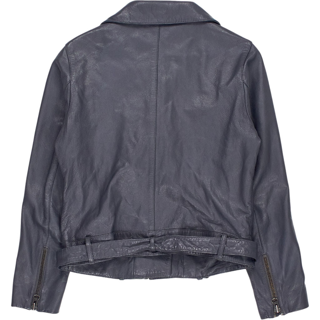 Hush Grey Leather Biker Jacket