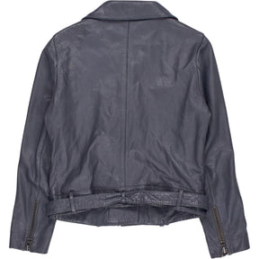 Hush Grey Leather Biker Jacket