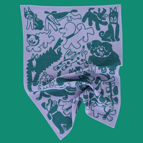 Dogs Day Out Lilac/Green Cotton Tea Towel