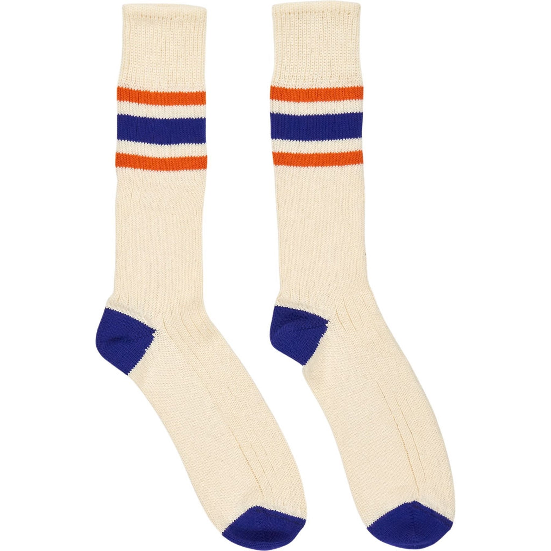 Drakes Cream Striped Socks M