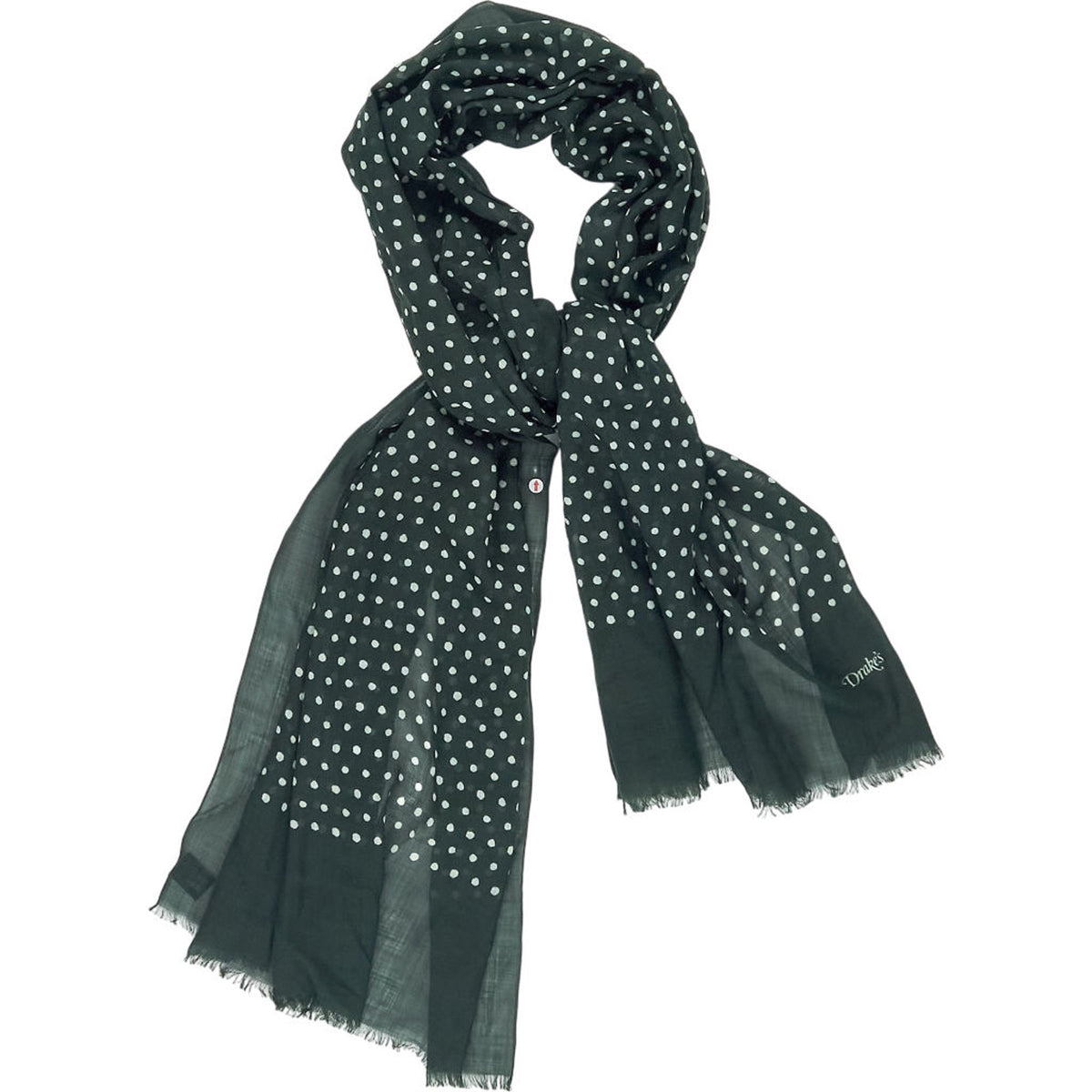 Drake's Green Polka Dot Wool Scarf