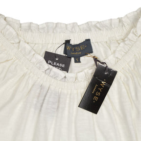 Wyse White Rae Ruffle Sleeve Top