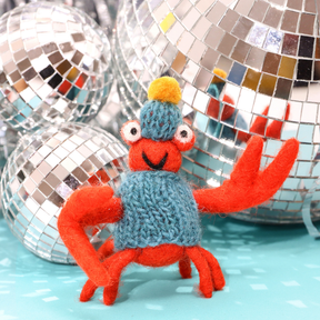Handmade Felt Christmas Hanging Tree Decoration - Sammy Snowcrab