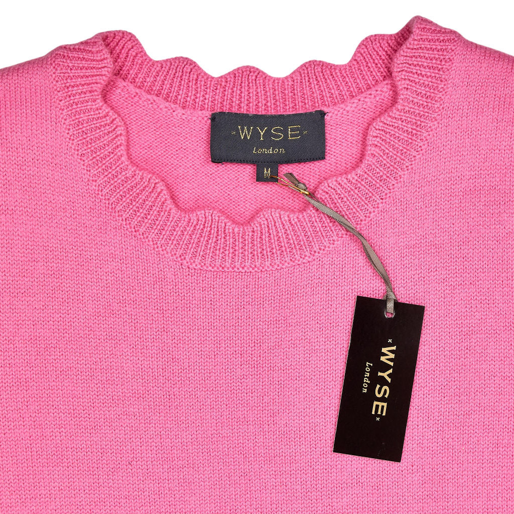 WYSE Pink Scallop Merino Wool Tank