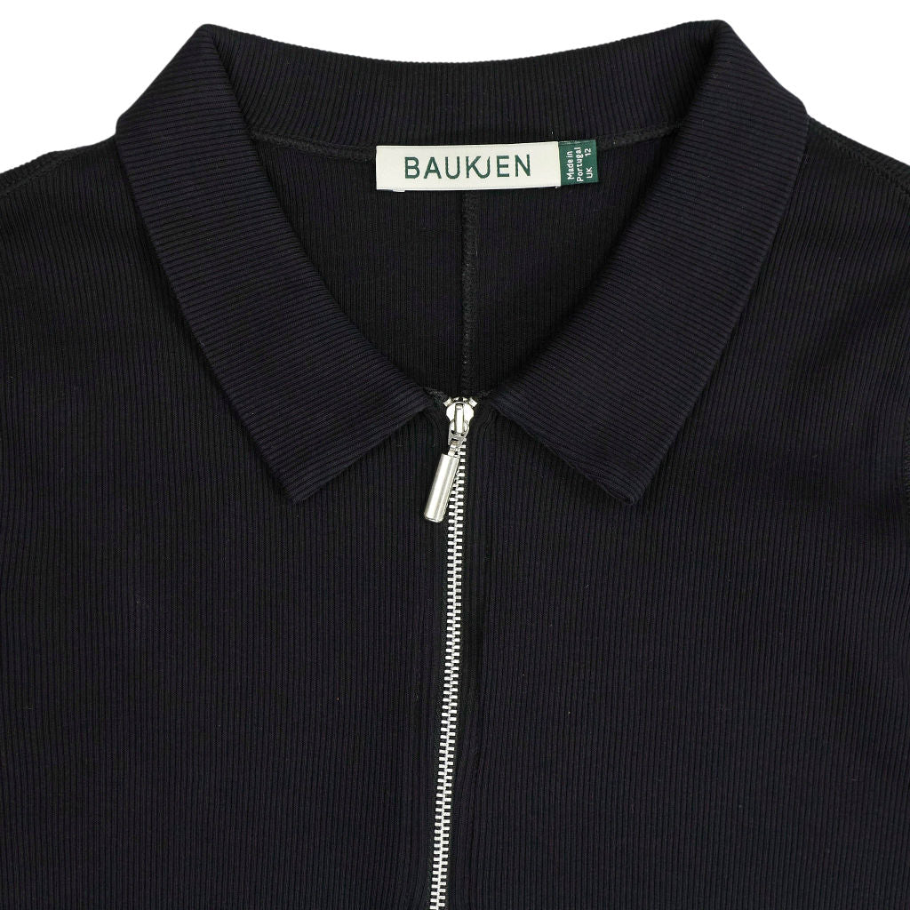 Baukjen Black Long Sleeve Zip Ribbed Top
