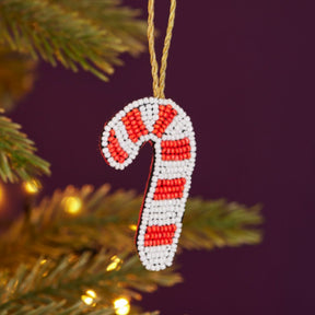 Candy Cane Beaded Decoration