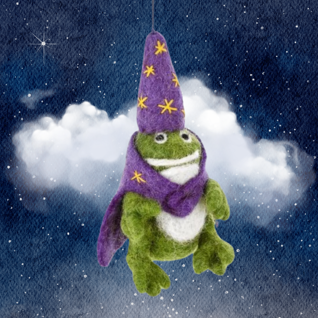 Handmade Felt 'Wizard Frog' Hanging Halloween Decoration