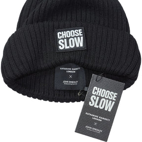 Katharine Hamnett x John Smedley Black Ribbed Beanie