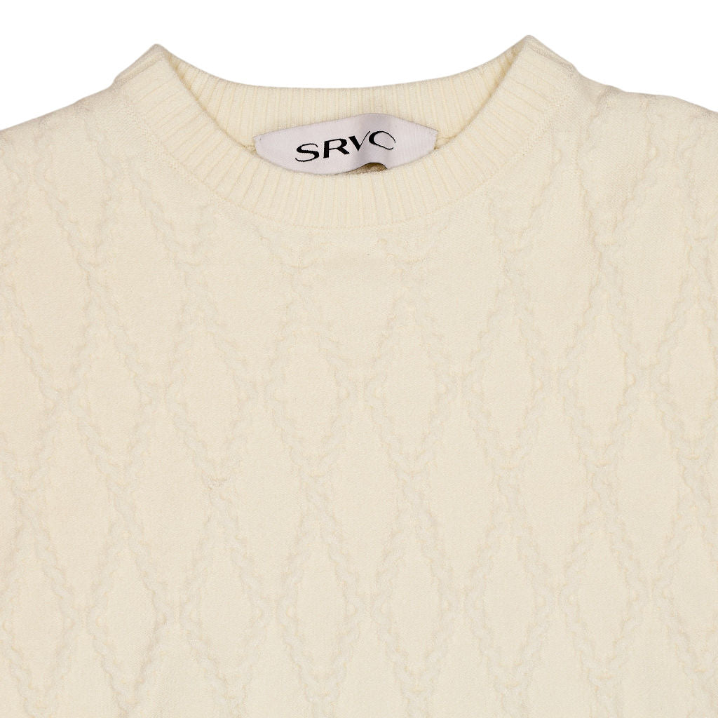 SRVC Cream Knit Cropped Top
