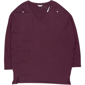 Hush Wine Red Gillian Wide Jersey V Neck Top