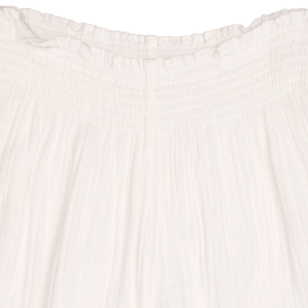 NRBY White Cotton Wide Leg Trousers