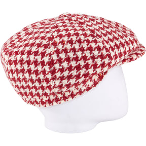 Lock & Co Red Houndstooth Flat Cap