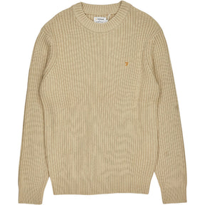 Farah Cream Halton Cotton Rib Sweater