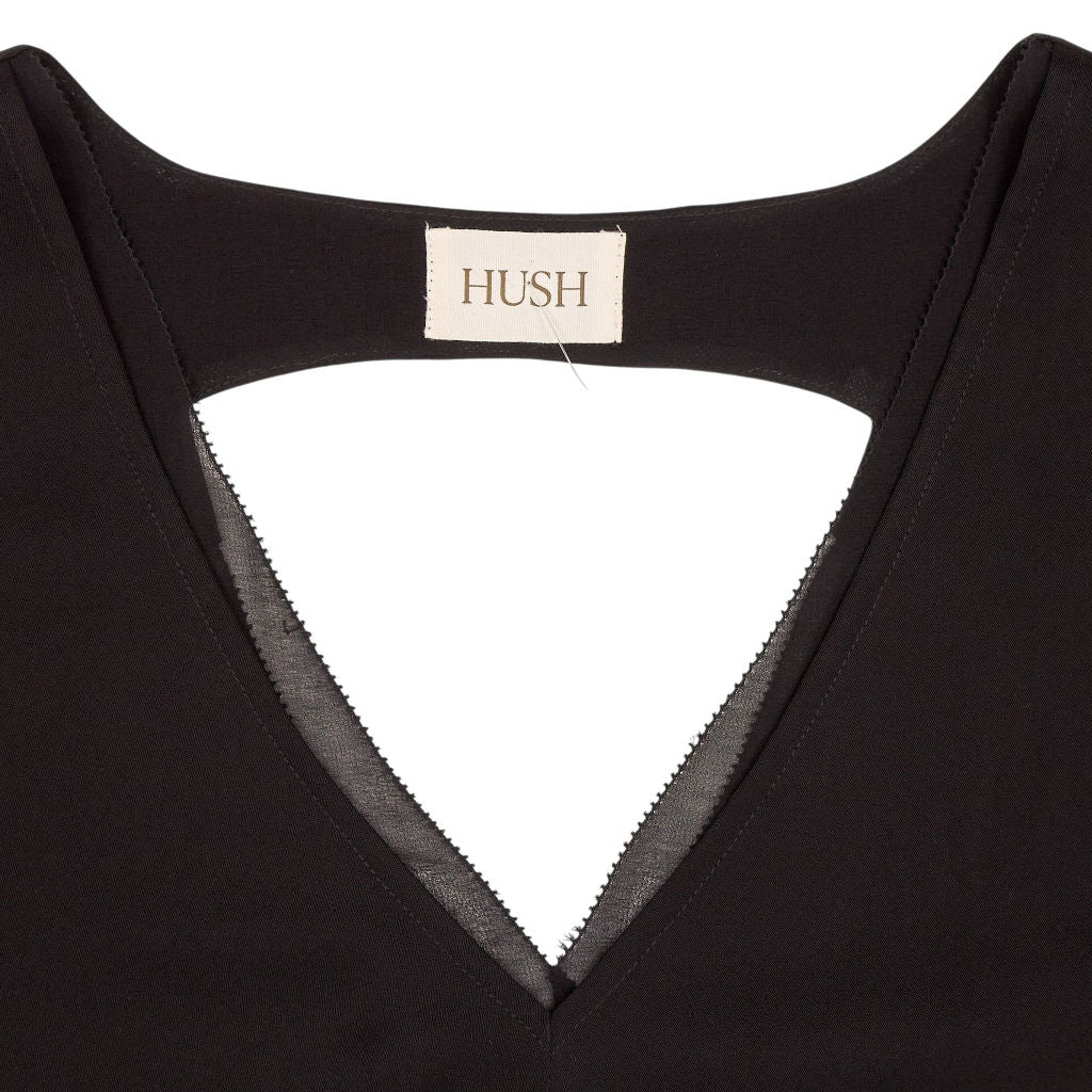 Hush Black Satin V-Neck Top
