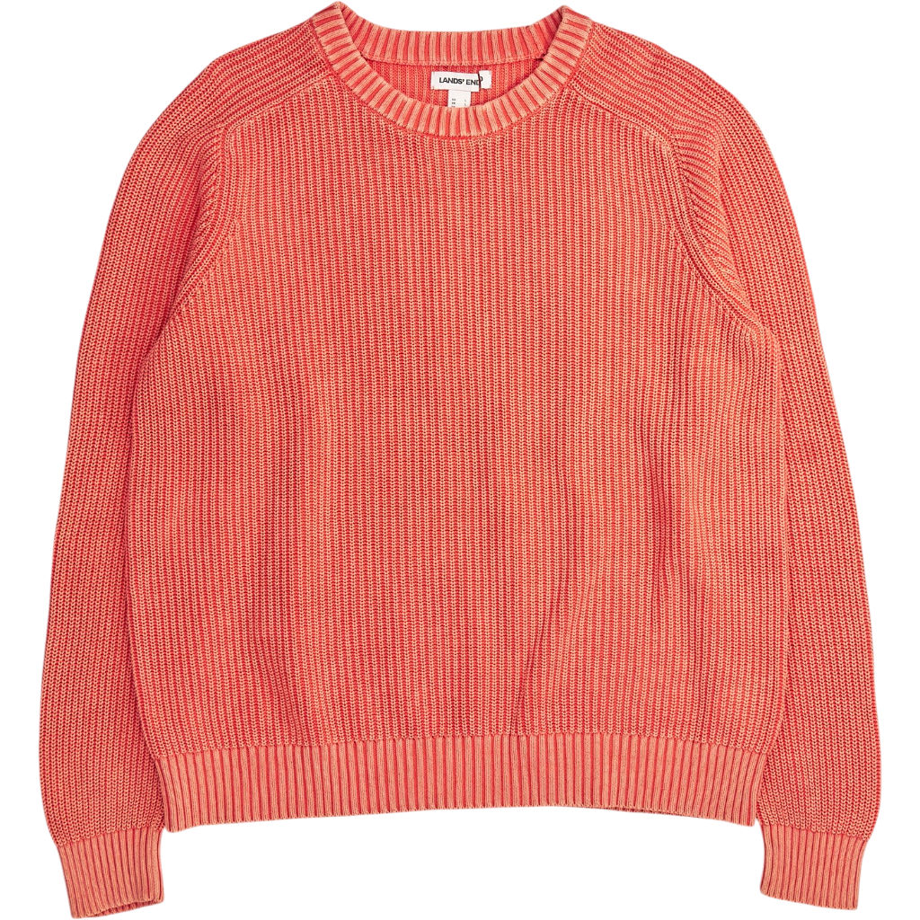 Lands' End Washed Orange Ribbed Jumper
