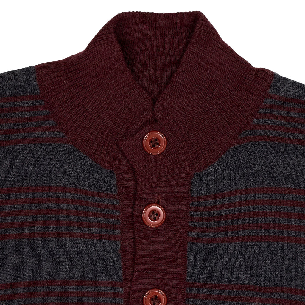 Vintage Allen Solly Burgundy Striped Merino Blend Sweater