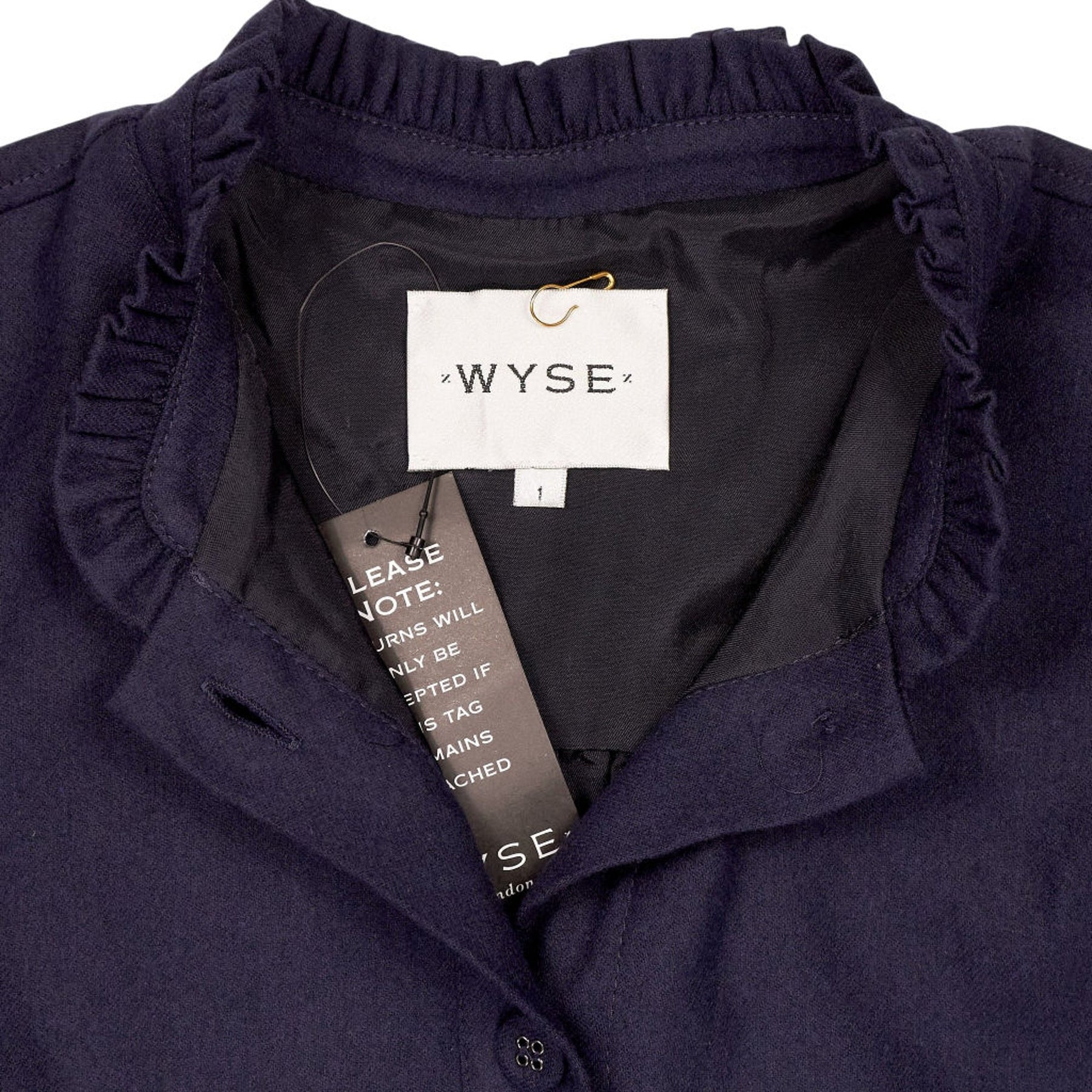 Wyse Navy Ruffle Collar Jacket