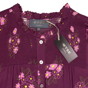 Wyse Merlot Floral Ettie Shirt Dress
