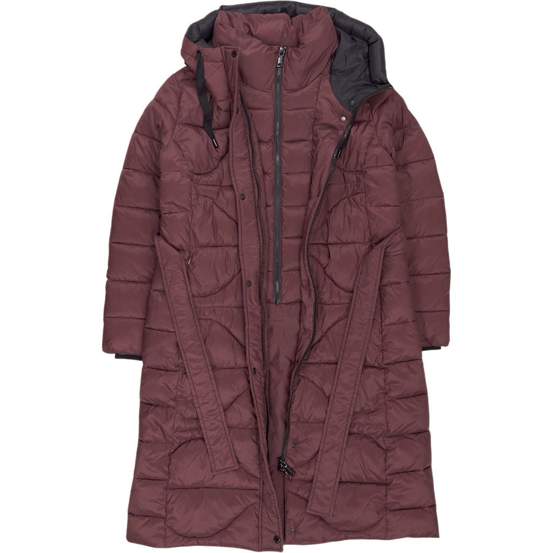 Vince Camuto Burgundy Heavyweight Hooded Coat