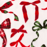 Nathalie Festive Bows Printed Fleece Throw Berry/Pine