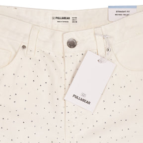 Pull & Bear White Straight Fit Jeans