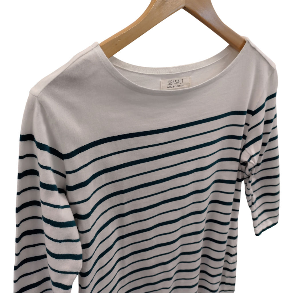 Seasalt White Green Striped Sailor Top