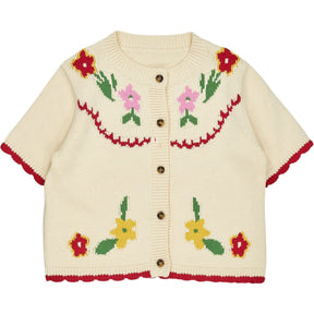 OMNES Cream Floral Knit Cardigan