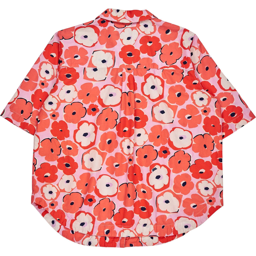 Omnes Pink Floral Short Sleeve Blouse