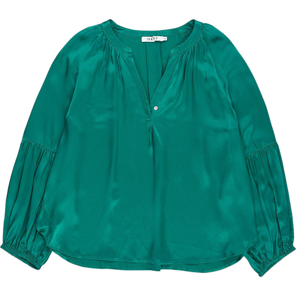 NRBY Green Silk Blouse