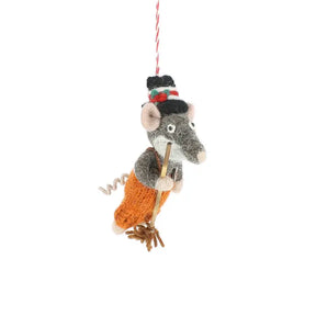 Felted Christmas Rat Decoration