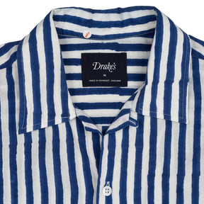 Drake's Blue Striped Shirt