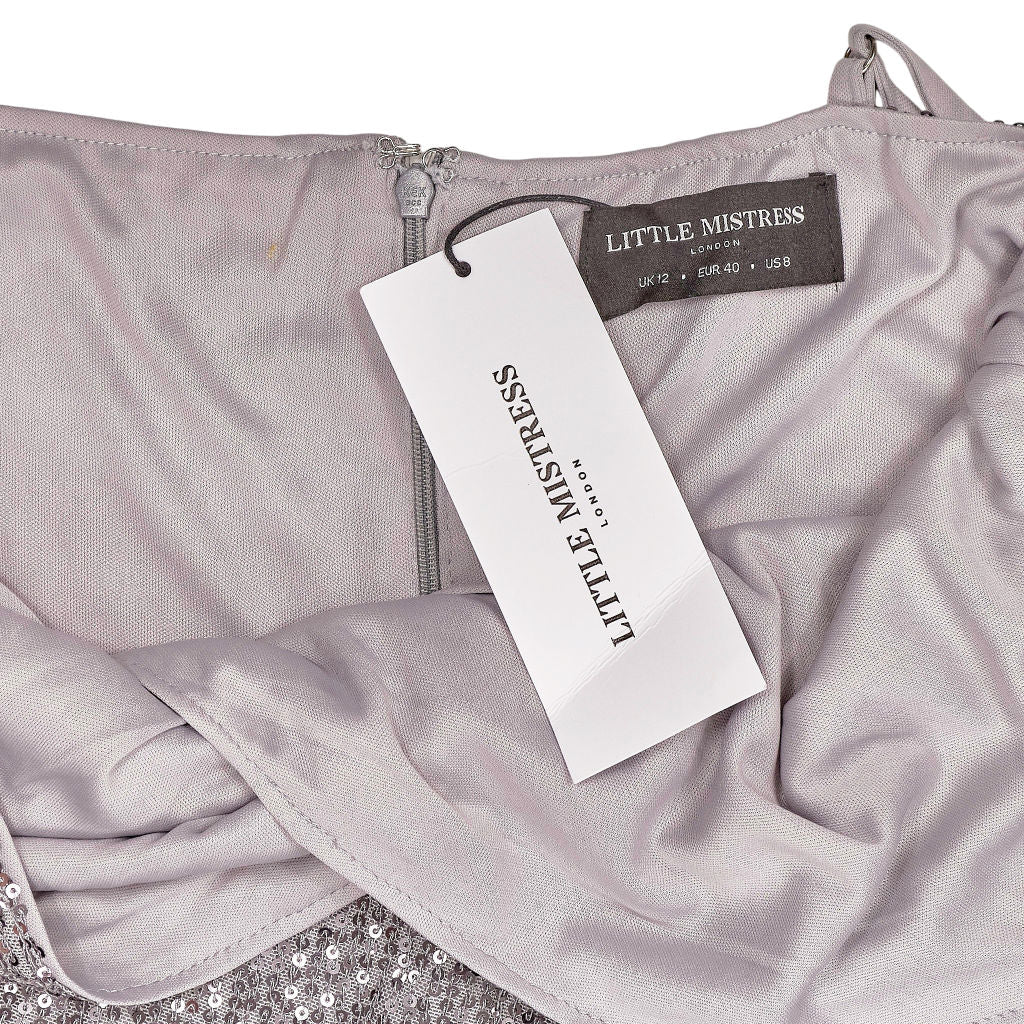 Little Mistress Silver Sequin Party Dress