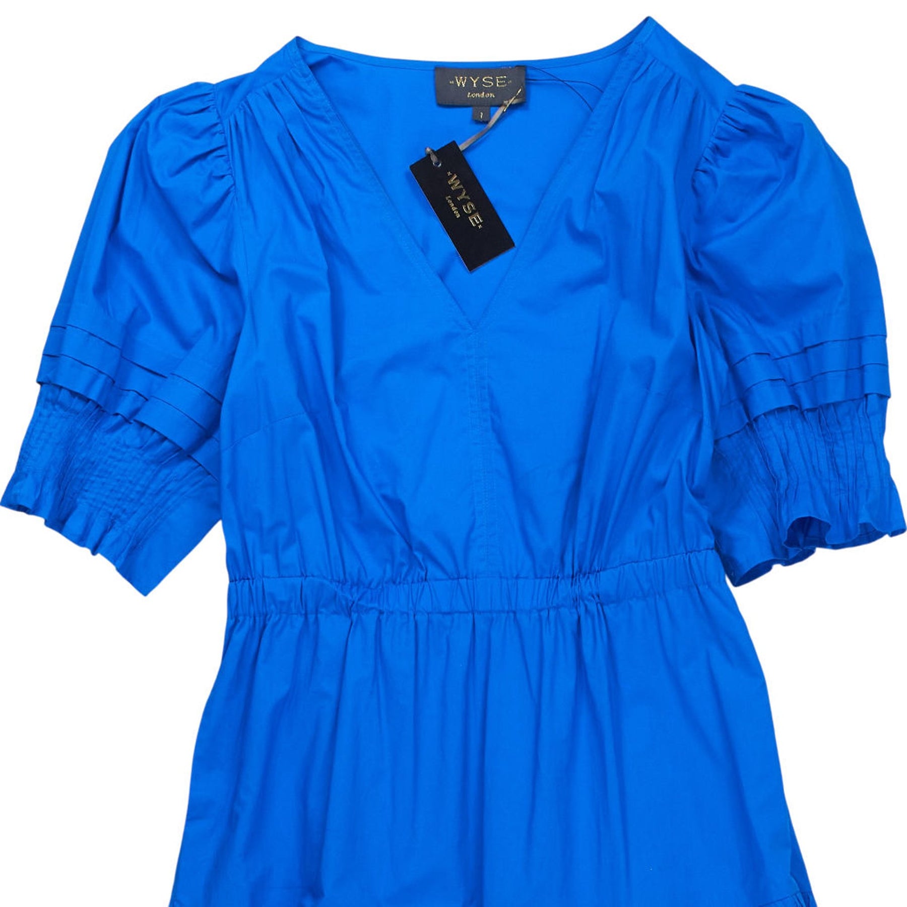 Wyse Blue Pleat Detail Dress