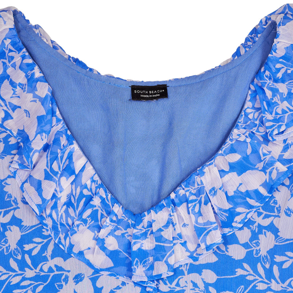 South Beach Blue Floral Maxi Dress