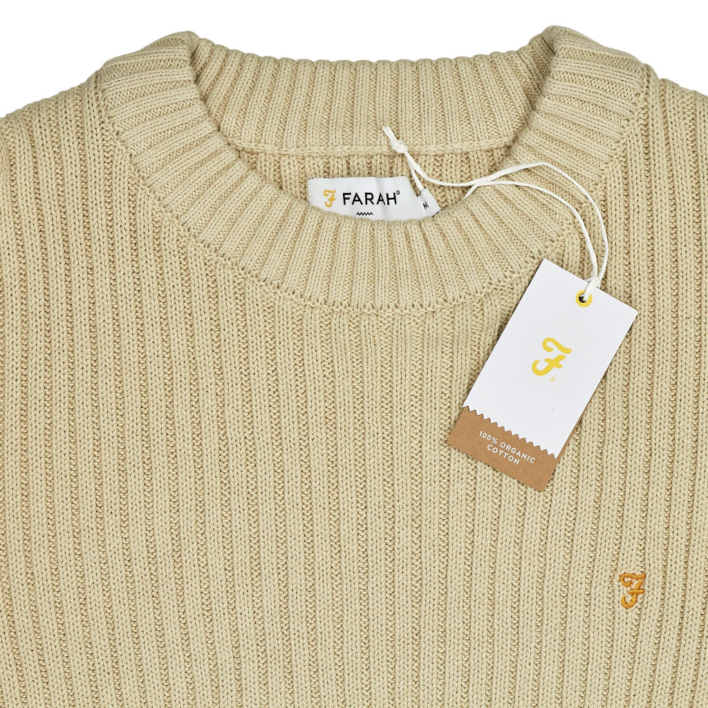 Farah Cream Halton Cotton Rib Sweater