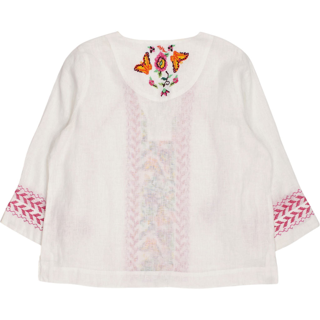 NRBY White Pink Embroidered Top