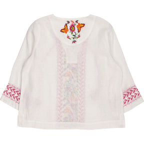 NRBY White Pink Embroidered Top