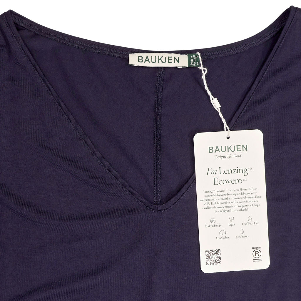 Baukjen Navy Ella Relaxed V-Neck Top
