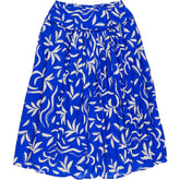 Hush Blue Abstract Palm Midi Skirt