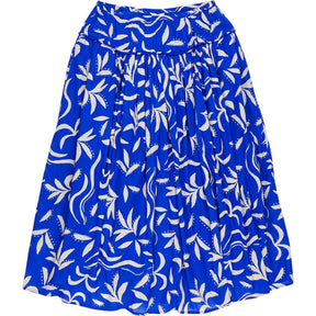 Hush Blue Abstract Palm Midi Skirt