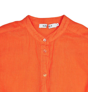 NRBY Orange Linen Belted Shirt Dress