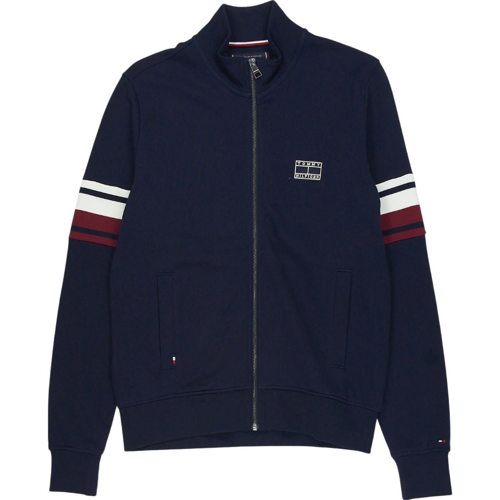 Tommy Hilfiger Navy Stripe Sleeve Zip Jacket S