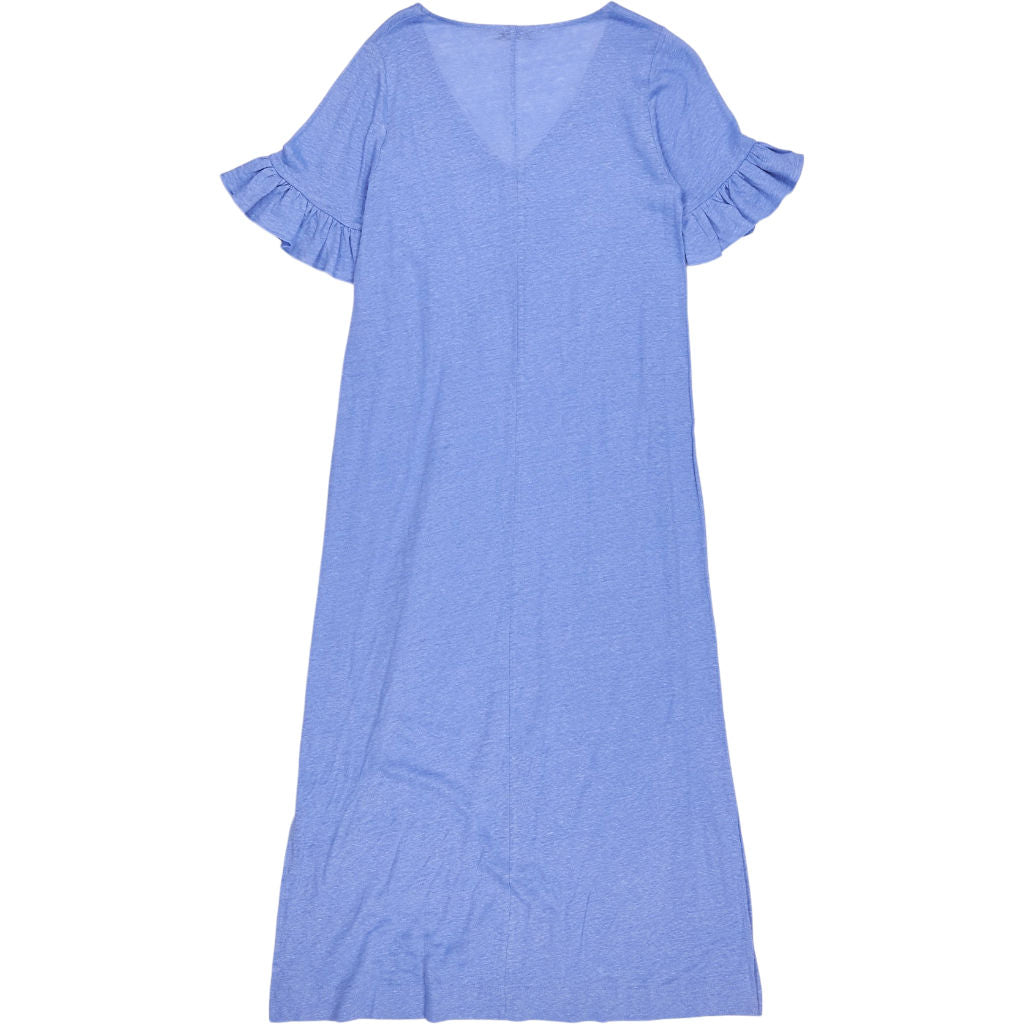 NRBY Blue V-Neck Linen Slub Dress