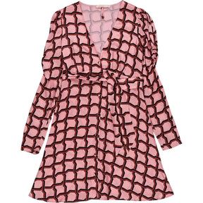 Finery Pink Geometric Wrap Dress