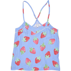 P.J. Salvage Blue Strawberry Print Tank Top