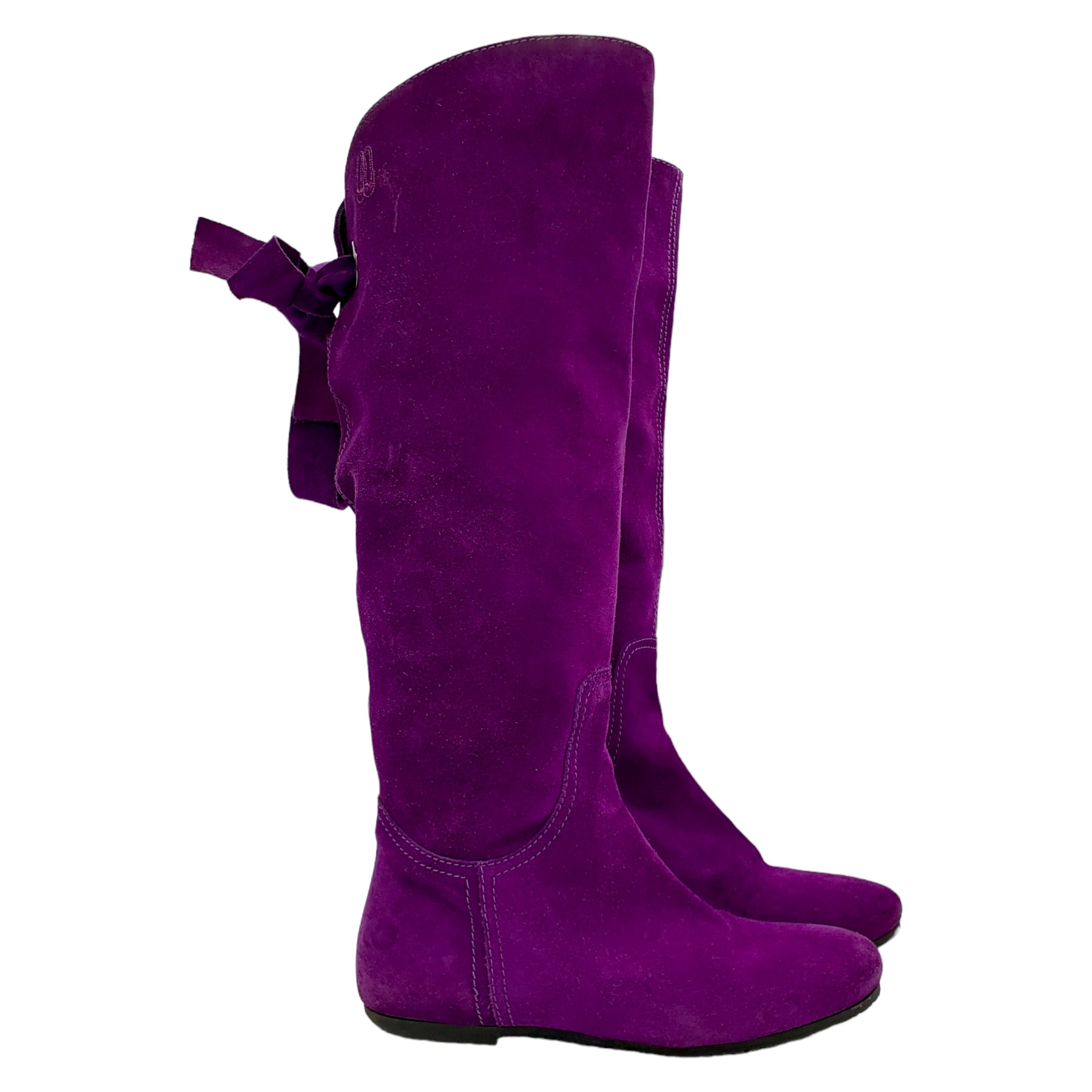 Purple knee high flat boots best sale